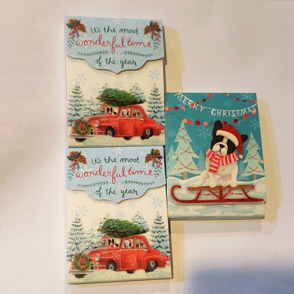 SET OF 3 CHRISTMAS HOLIDAY POCKET NOTEPADS DOGS FRENCHIE BULLDOG BOSTON TERRIER